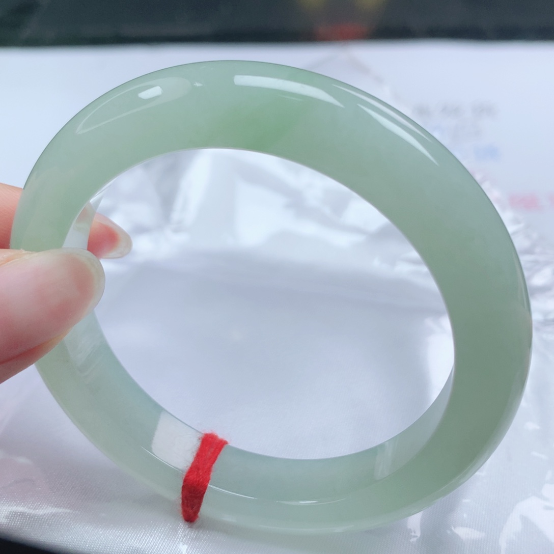 翡翠未镶嵌手镯翡翠54.5冰晴绿窄版泥鳅背