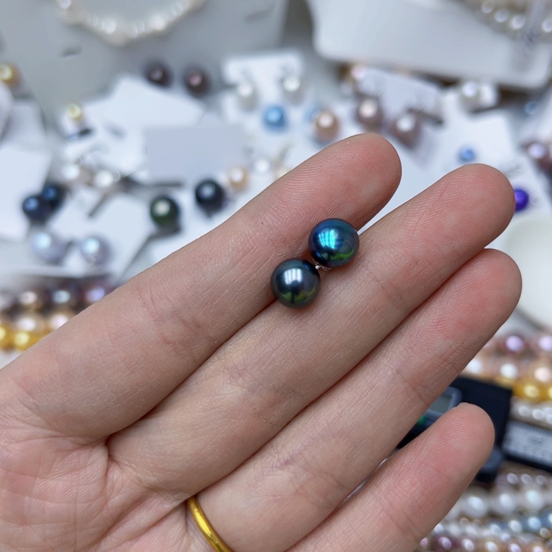 淡水珍珠耳饰银S925镶嵌