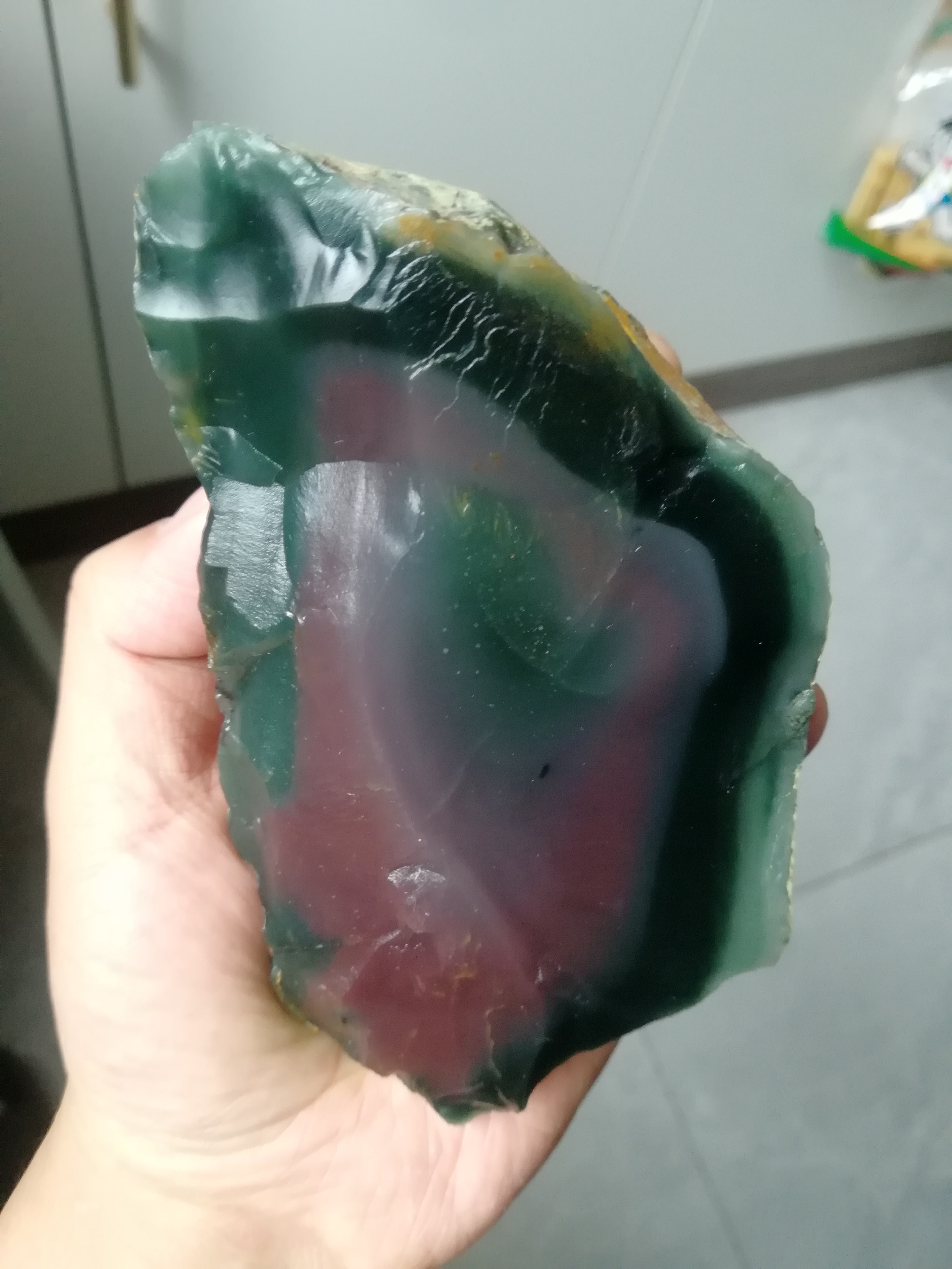 紫绿玛瑙五彩色原石色系温润玉质饱满