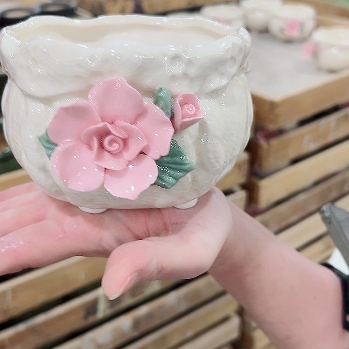 有孔.凑满10元发货多肉陶瓷花盆！