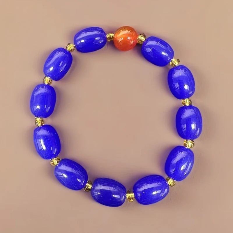 【热销福利】蓝色妖姬克莱因蓝鸿运当头红玛瑙单珠手串
