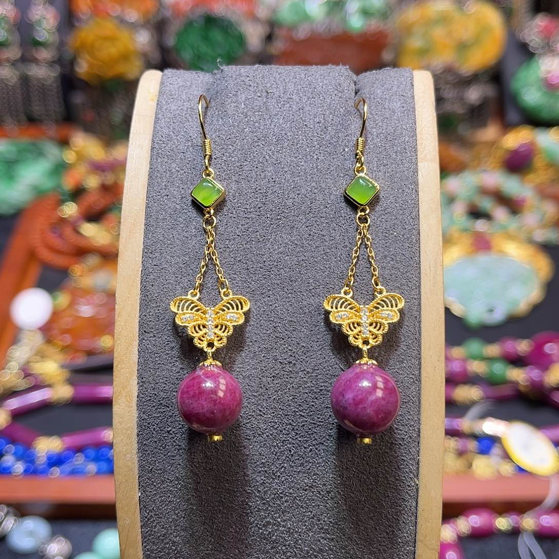 红宝石耳饰未镶嵌双十二直降价不议