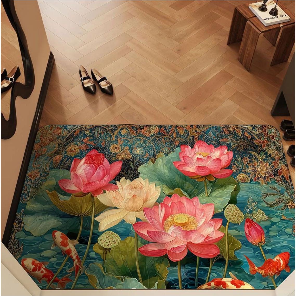花映芙蓉硅藻泥浴室入户门地垫吸水防滑脚垫厨房地垫新一代硅藻泥