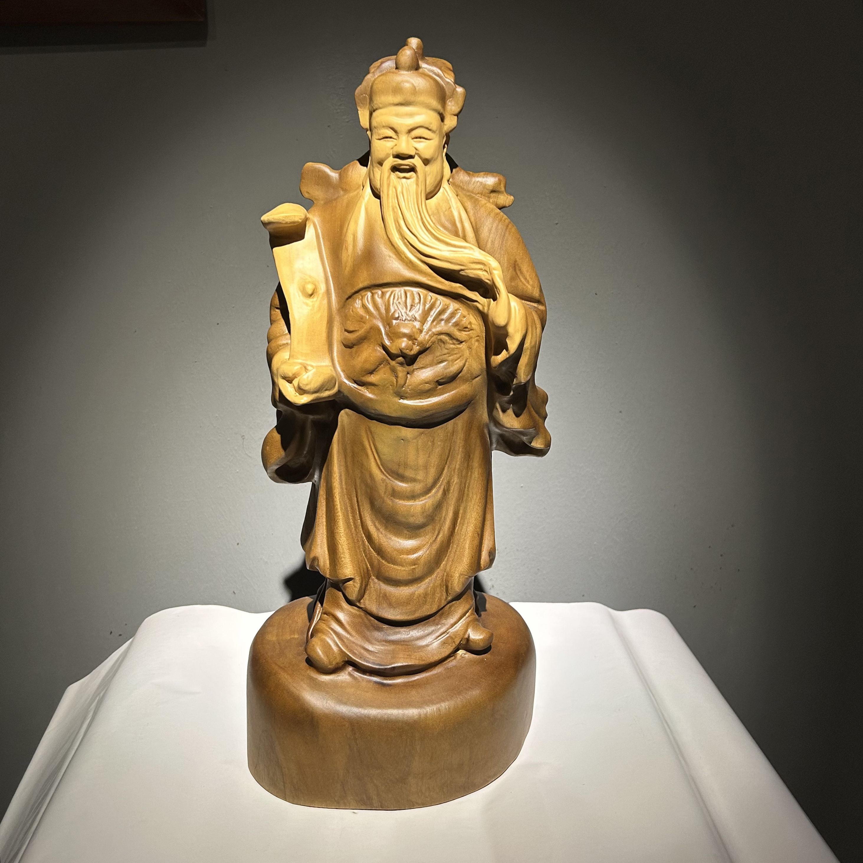 如意财神家居装饰招财进宝财神爷香樟木寓意吉祥天然整木