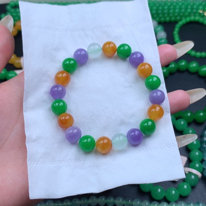 祛***姐缅料卡10多宝色手串