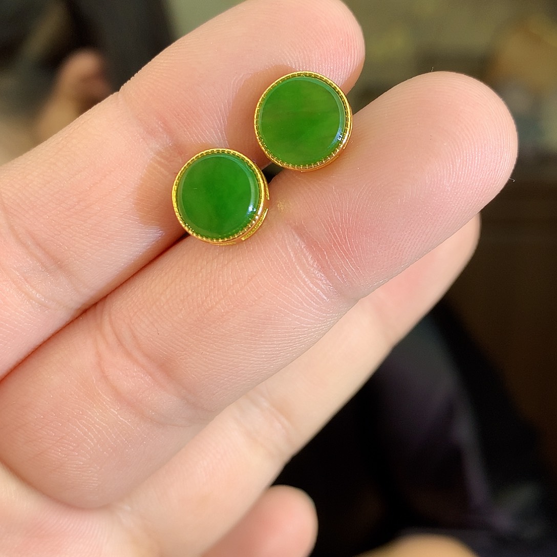 颈饰银S925镶嵌和田玉（碧玉）耳饰