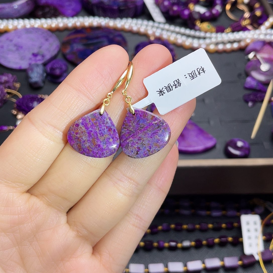 苏纪石（舒俱来）耳环银S925镶嵌