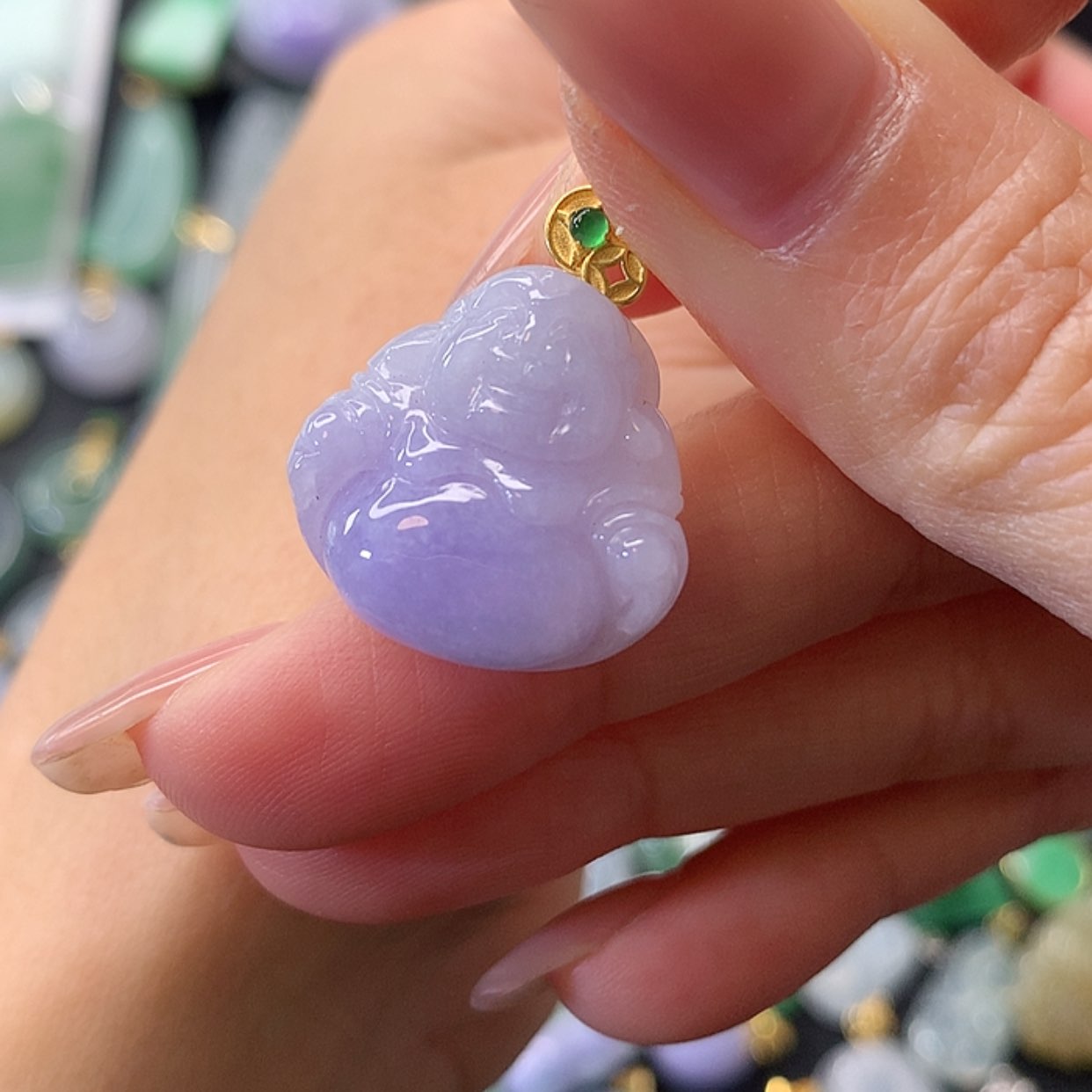 【闪购商品】翡翠吊坠(赠链)18K金镶嵌