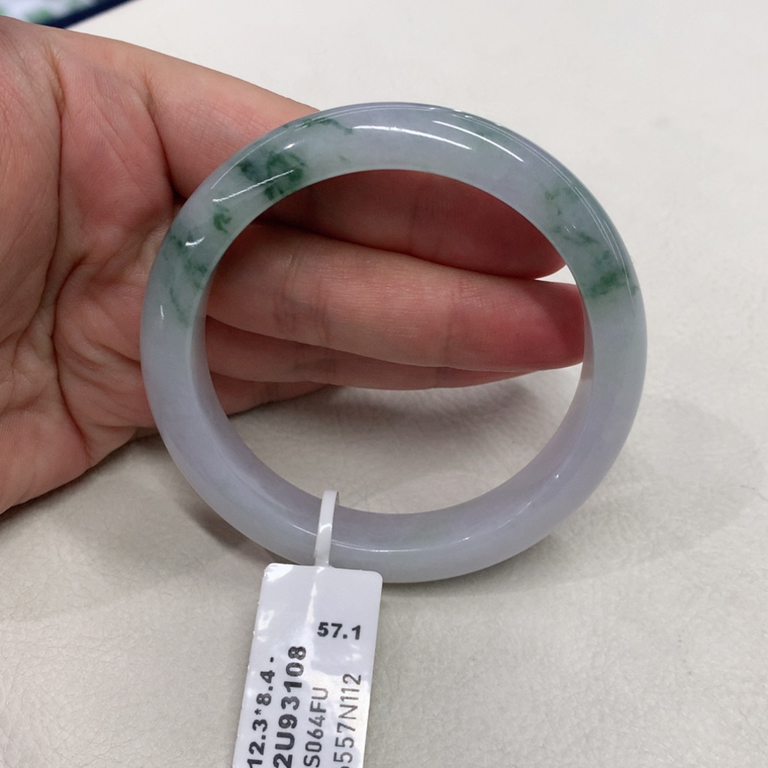 未镶嵌手镯翡翠57圈口紫底飘花正圈