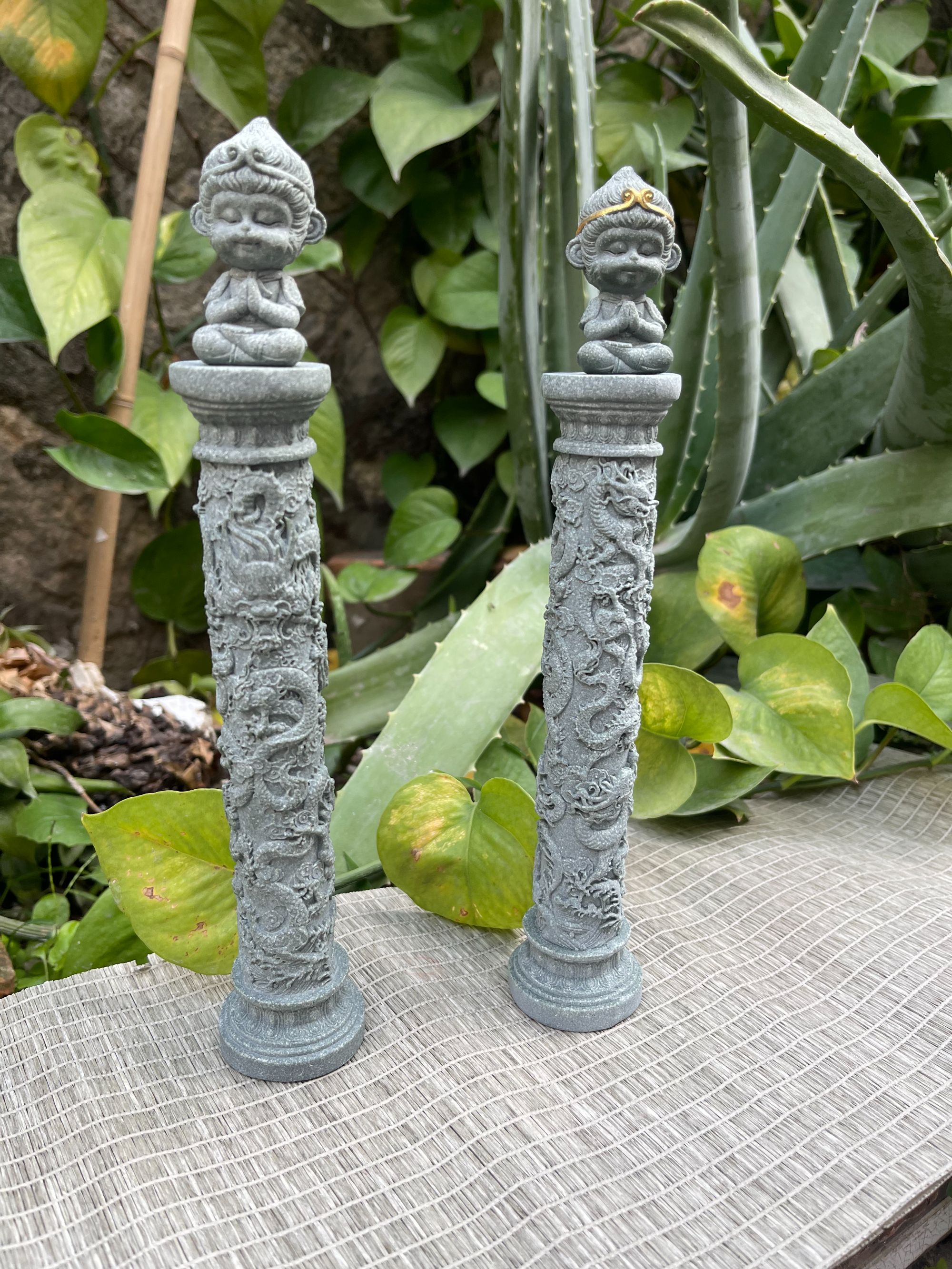 盘龙柱青砂石鱼缸造景茶道把玩小茶宠手工立体茶玩