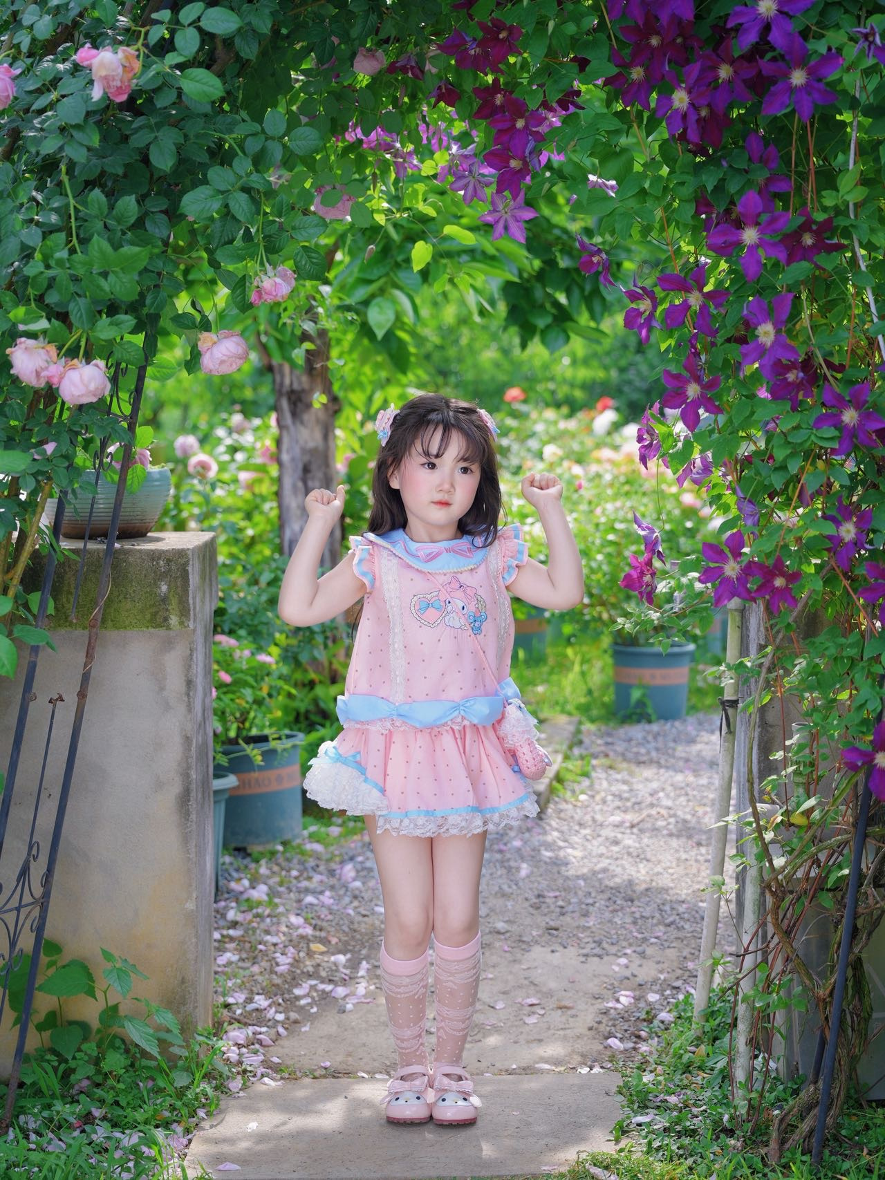 粗腿家原创 女童夏季甜妹可爱卡通粉蓝美乐蒂甜美日常半裙两件套