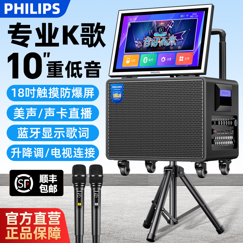 飞利浦SD381家庭ktv套装卡拉ok点歌一体机带显示屏幕户外K歌音响商品图