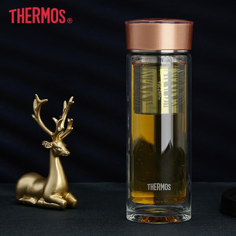 【A等品微瑕】膳魔师双层玻璃杯400ml金色 TCGE-400-D-GD