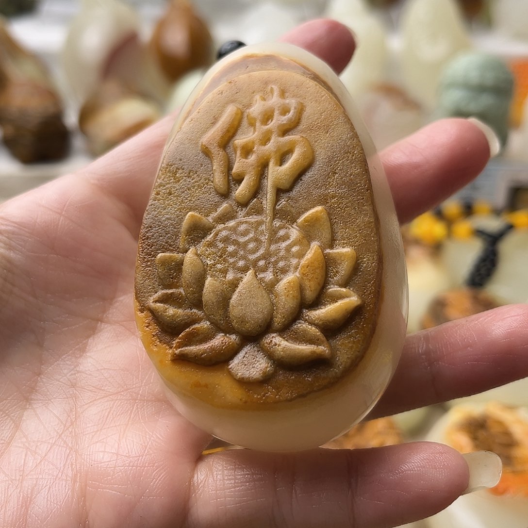 石材古青石不退换佛莲花微瑕