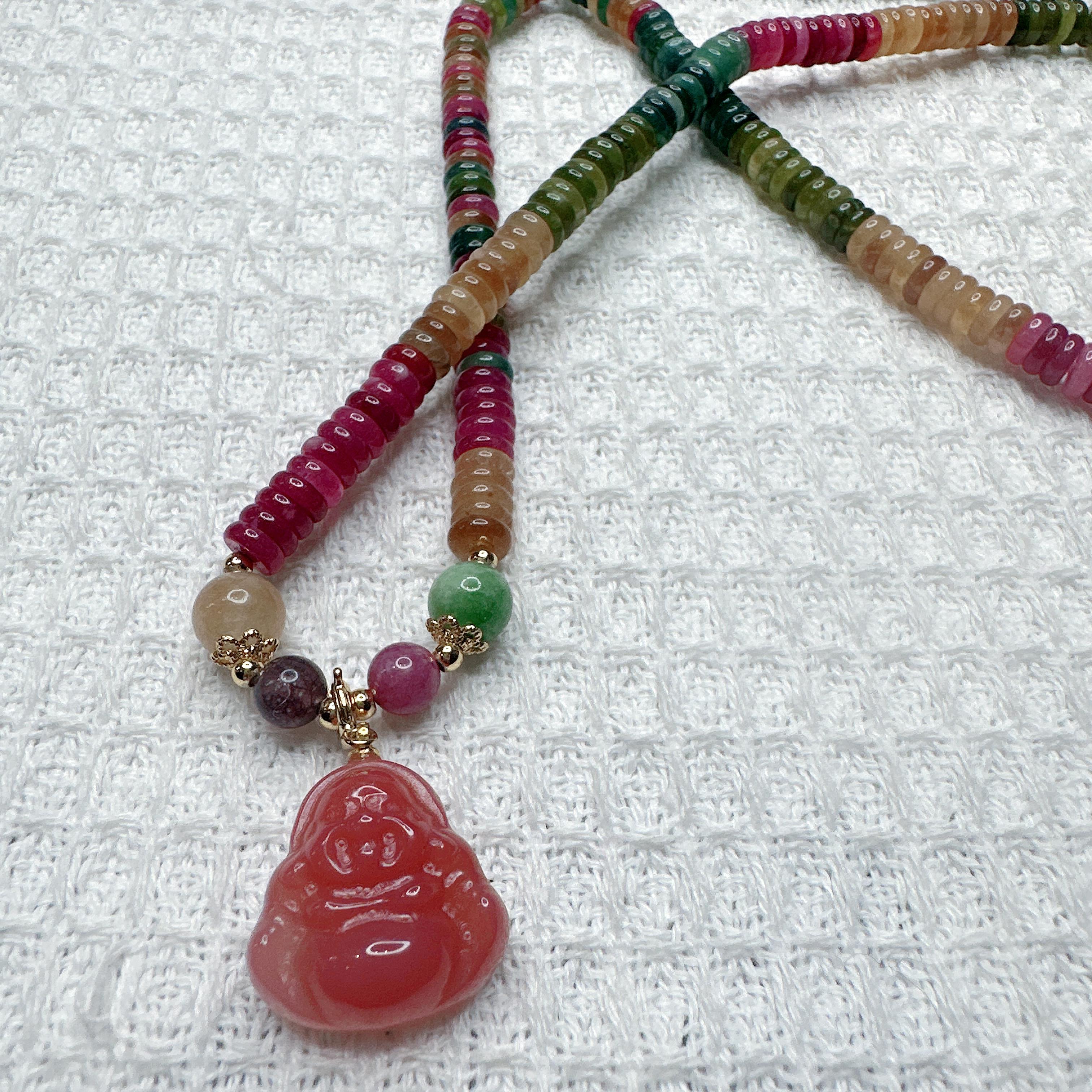 算盘盐源佛公碧玺项链