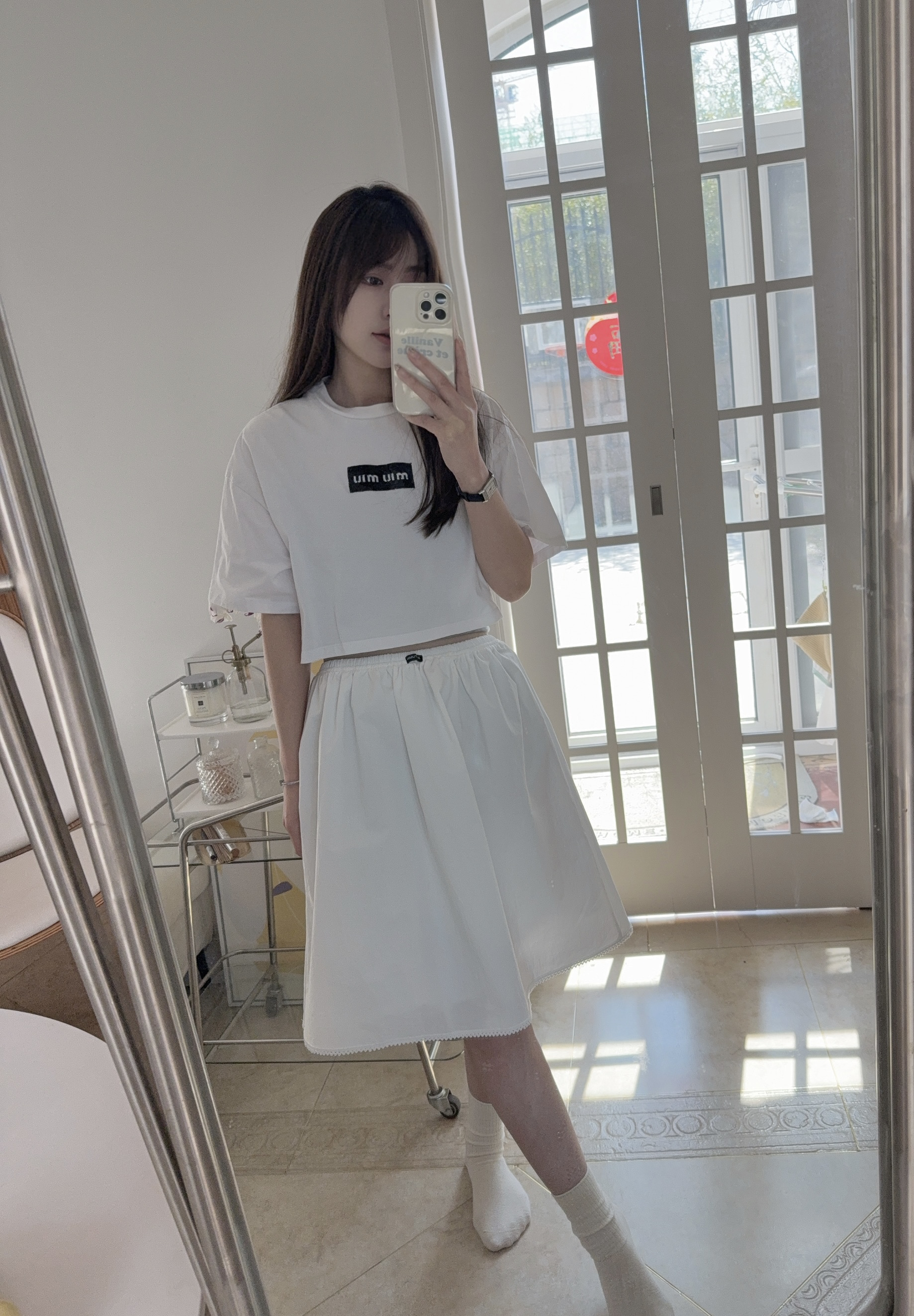 25款韩代春夏百搭花边拼接简约白色小众半身裙ins显瘦松紧腰时尚