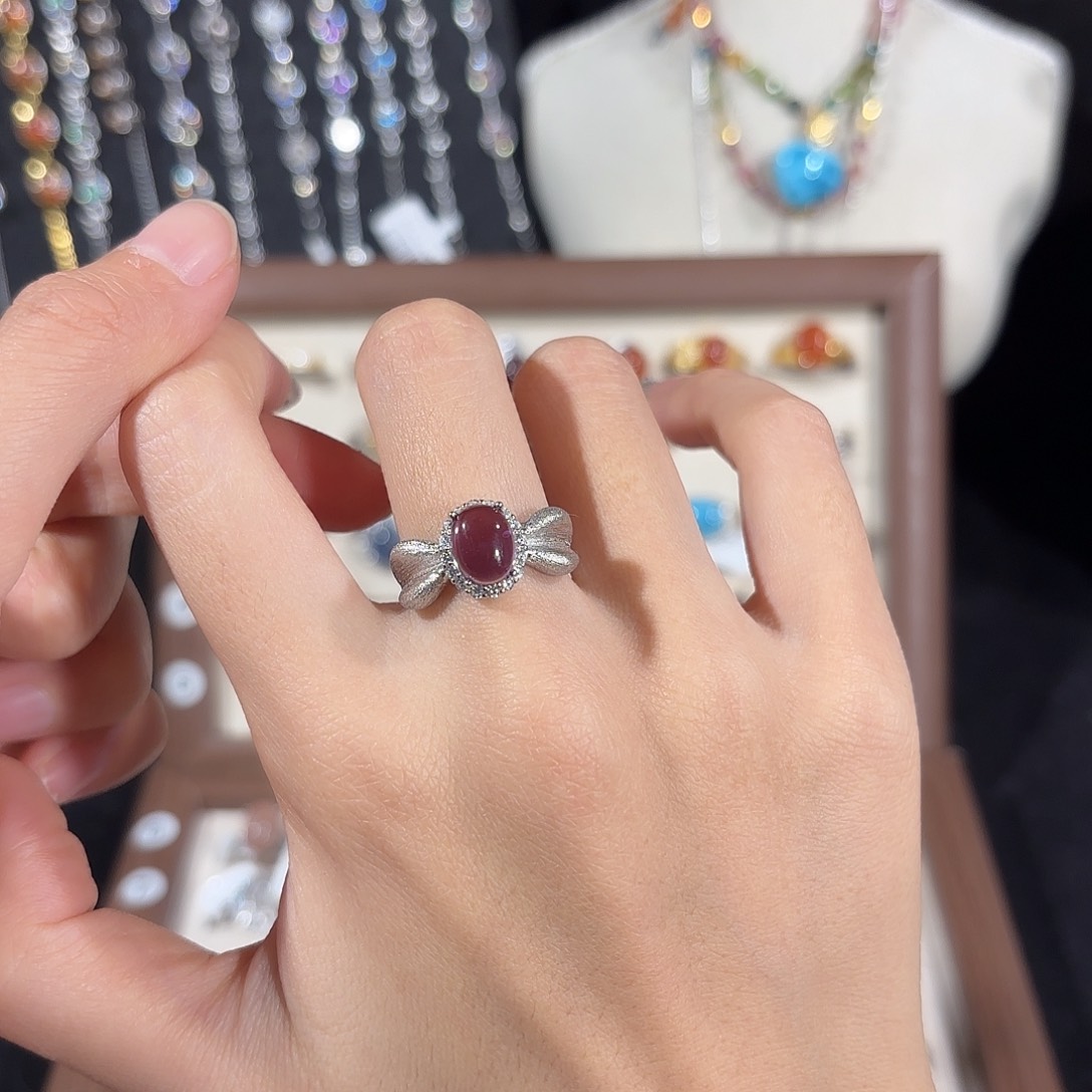 ౪****烟晶银S925镶嵌戒指