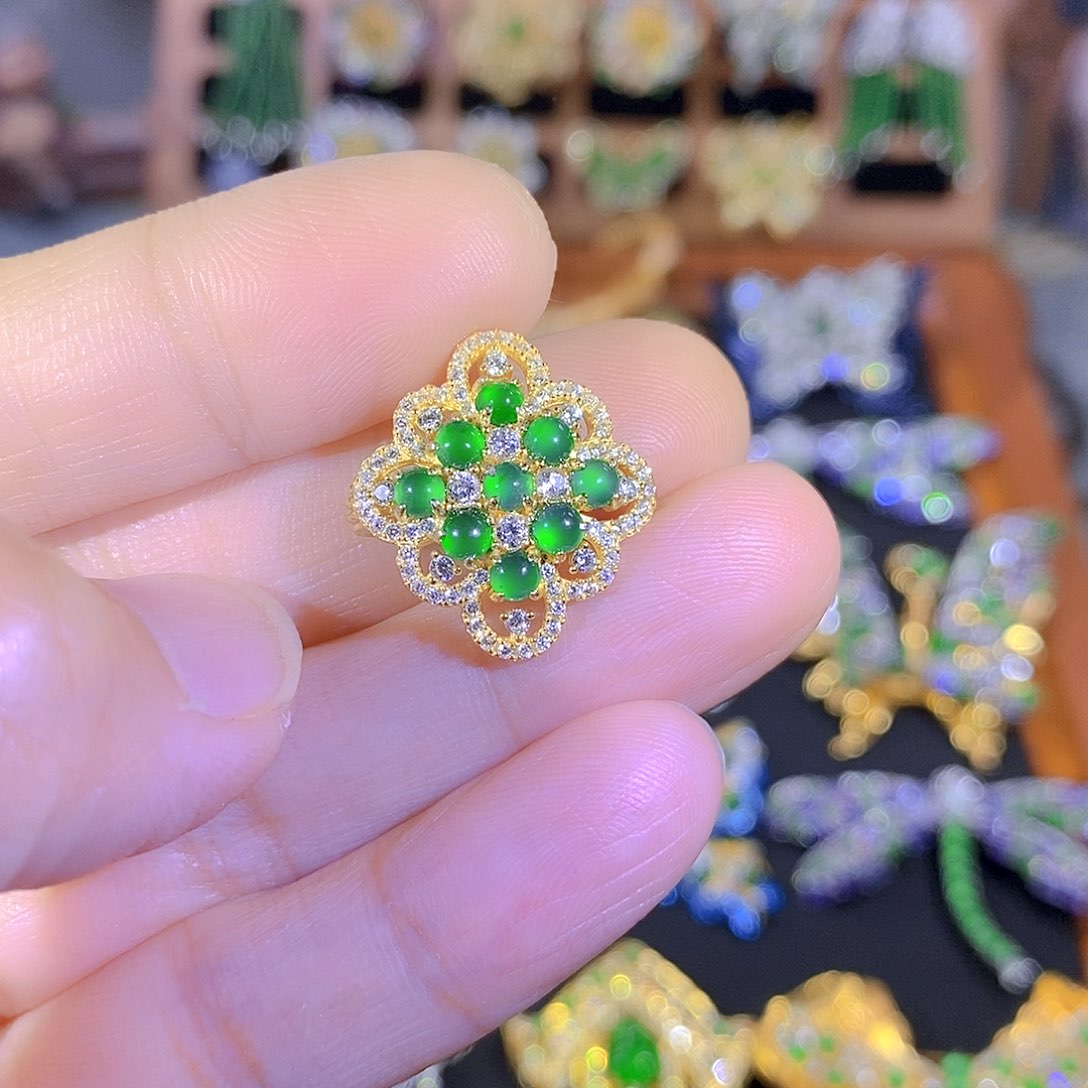 吊坠(不含链)银S925镶嵌翡翠