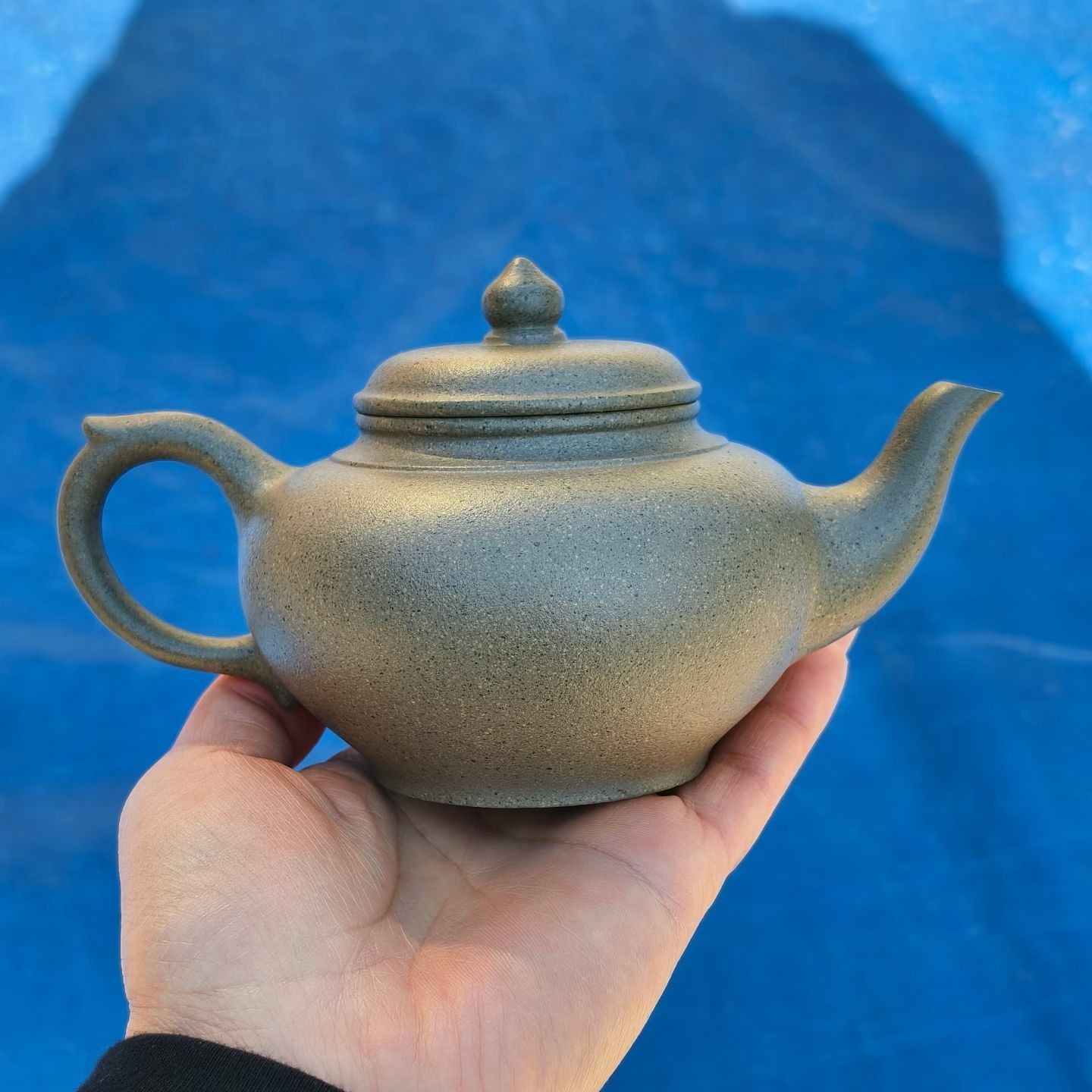 大水潭老天青手工泥制作笑樱壶