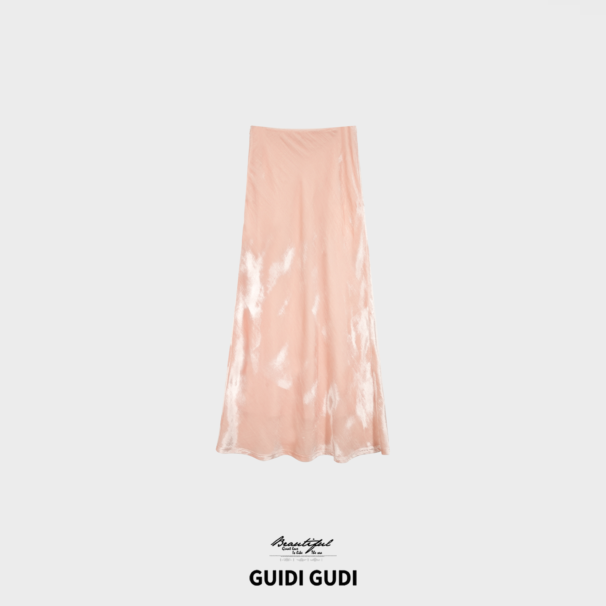 GUIDI GUDI【灿黄琉璃】丝绒氛围感休闲慵懒半身裙新款半裙/黄加蓝