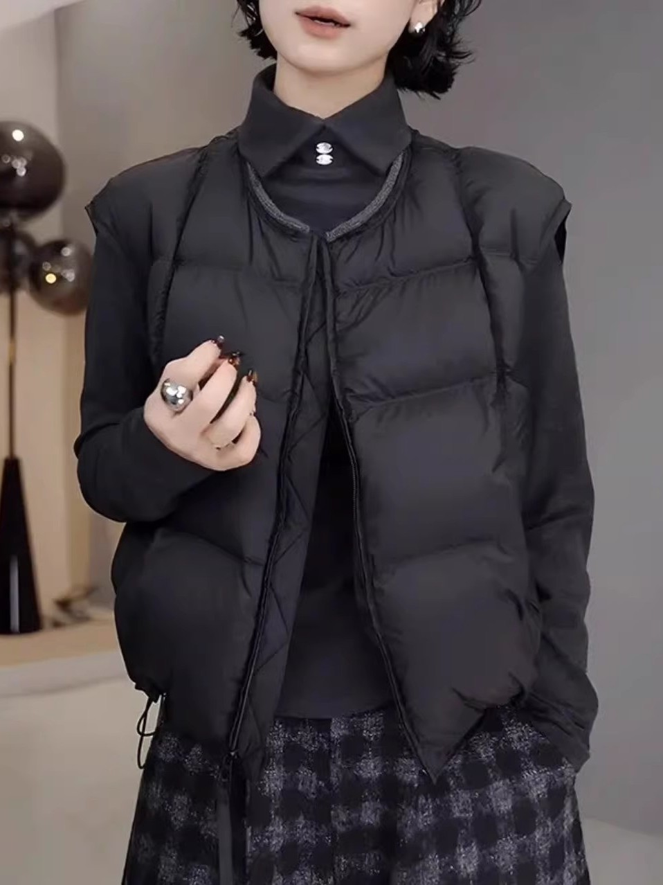 韩版羽绒马夹女短款坎肩2025秋冬新款高级感小个子外穿马甲上衣女