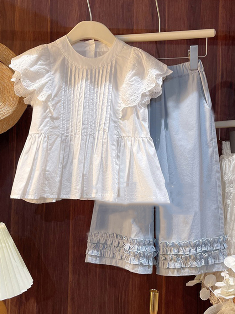 韩国童装女童夏装衬衫2025新款高级感百搭儿童高级感洋气白色衬衣