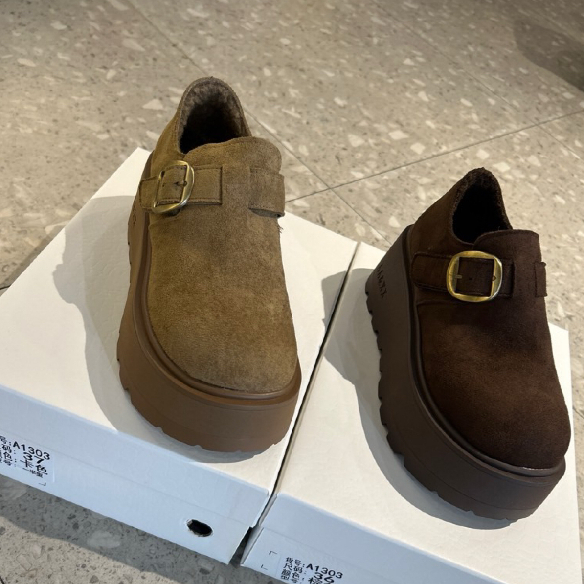 新品厚底勃肯鞋6cm女鞋夹棉1303
