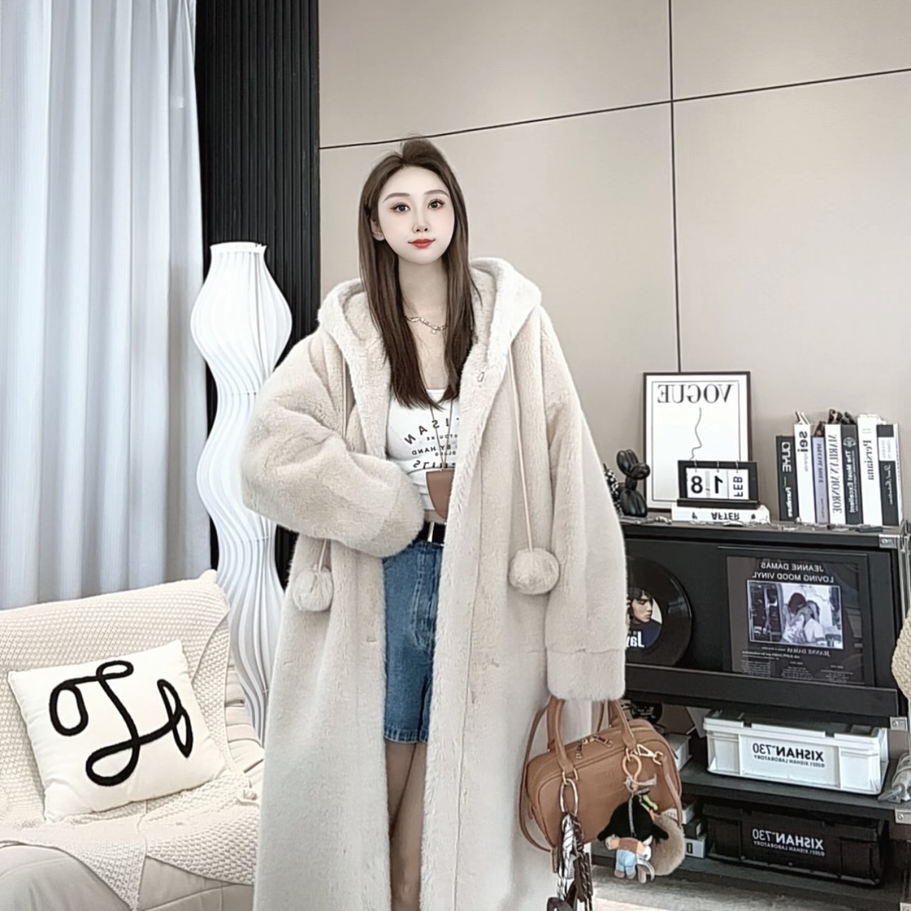 2025冬季新款保暖宽松显瘦加厚巫师帽毛毛女装大帽子外套