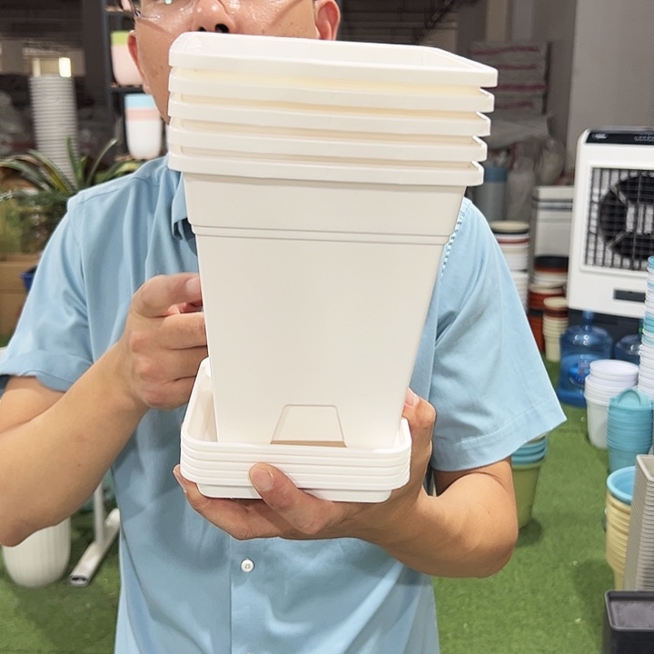 正品方形口16高18白色带托5个