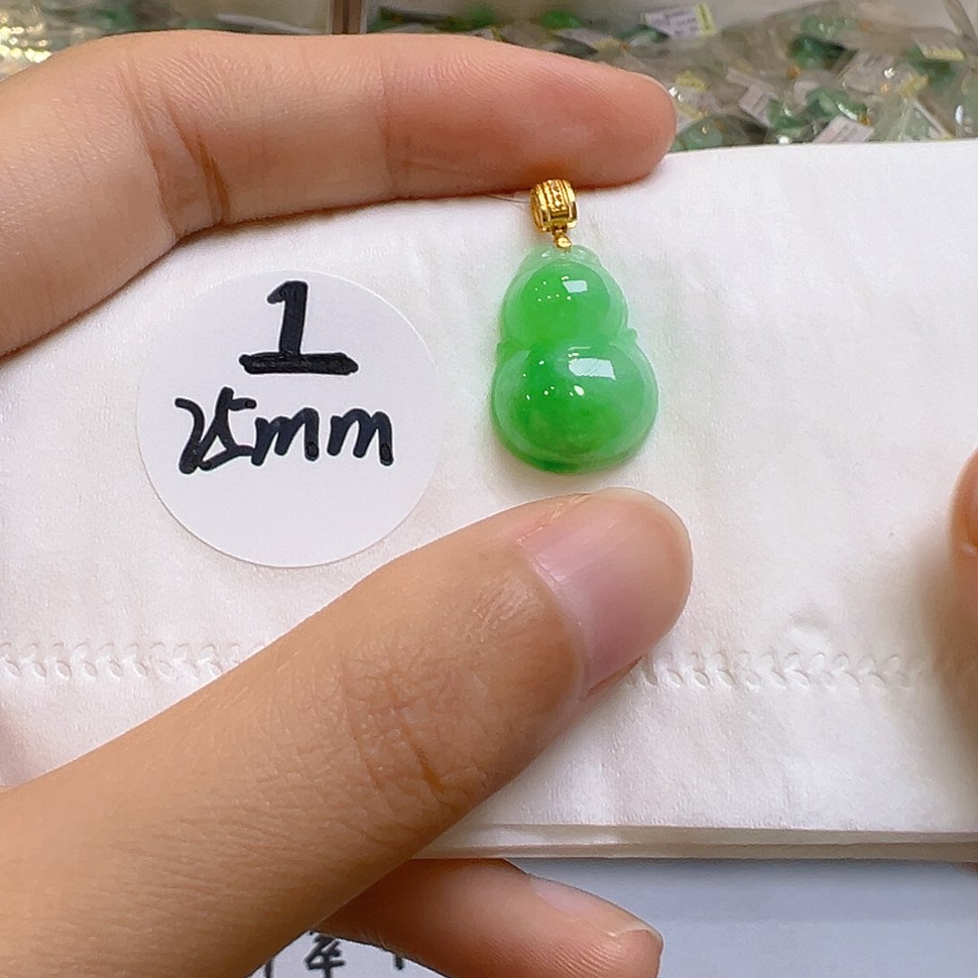翡翠18K金镶嵌吊坠(不含链)翡翠