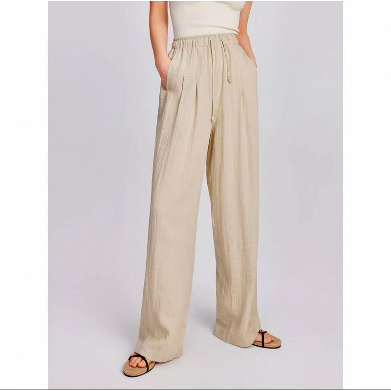 【】亚麻抽绳阔腿裤 TY8159