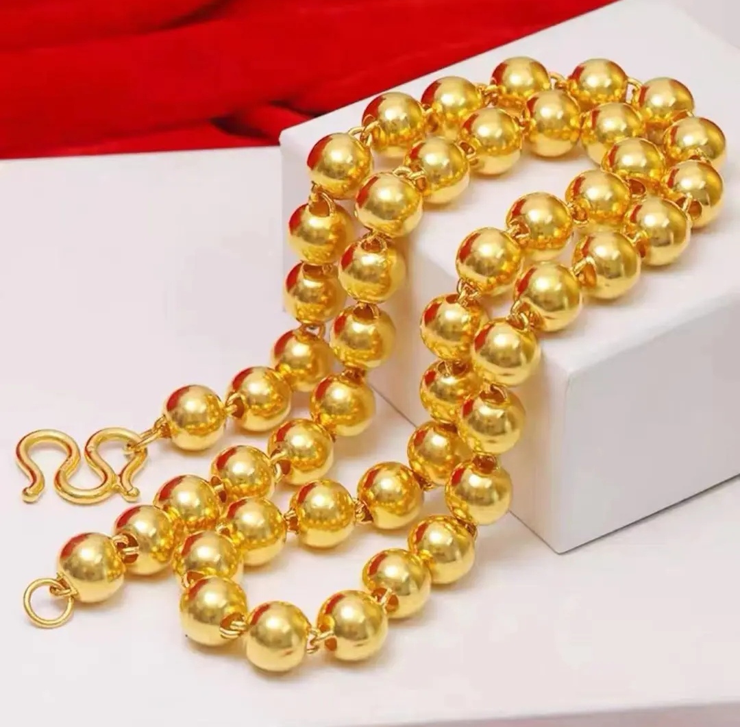 合金项链 卡10圆珠空心薄璧 男士项链 霸气简单耐看