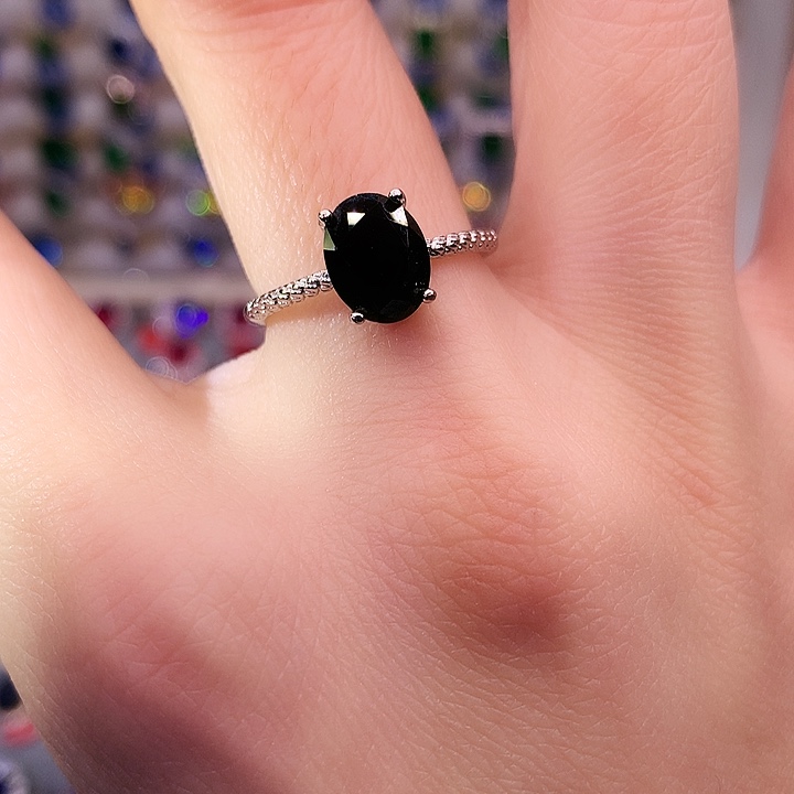 蓝宝石戒指银S925镶嵌