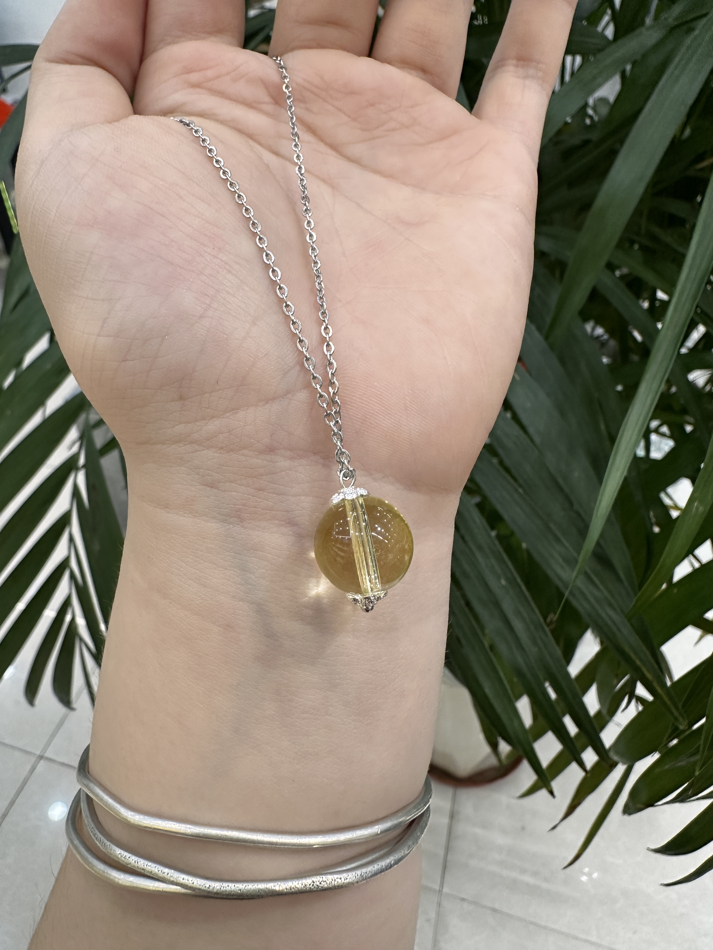 福利款黄水晶卡14毫米路路通项链