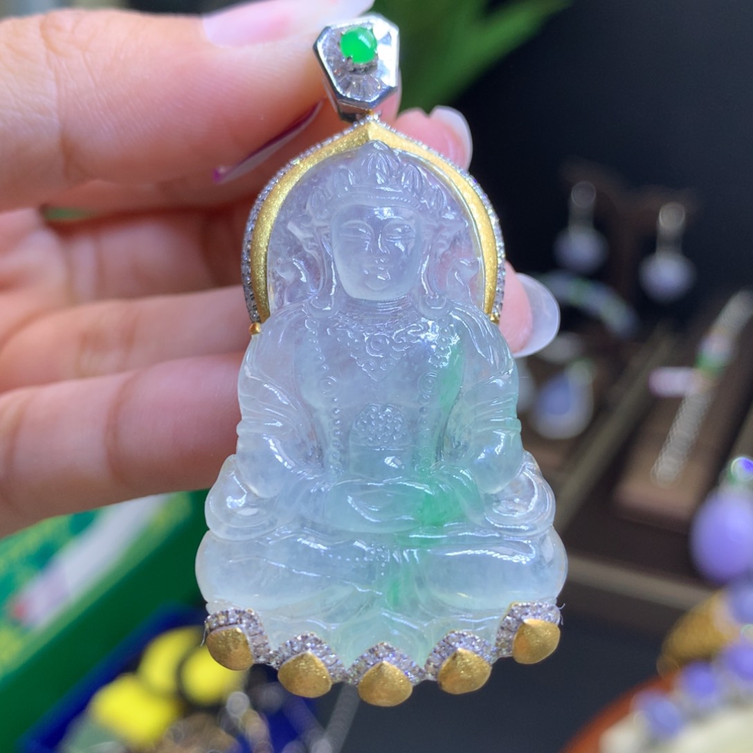 翡翠颈饰18K金镶嵌天然