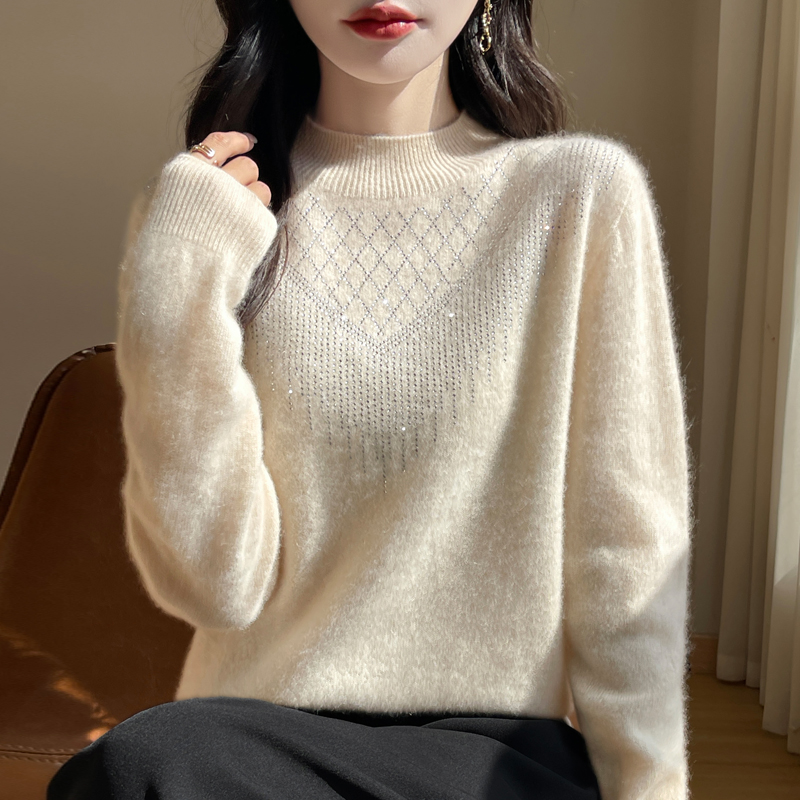 针织见外包装女薄款常规袖半高领常规款衫常规