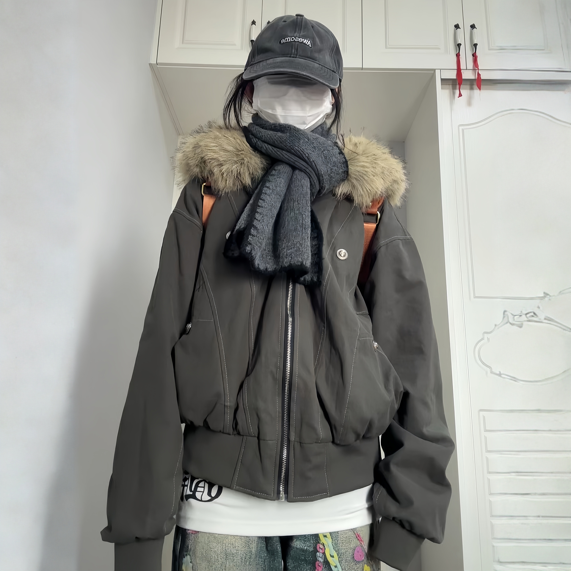 座山雕棉服女2025年冬新款毛茸茸派克服情侣加绒cleanfit棉衣外套