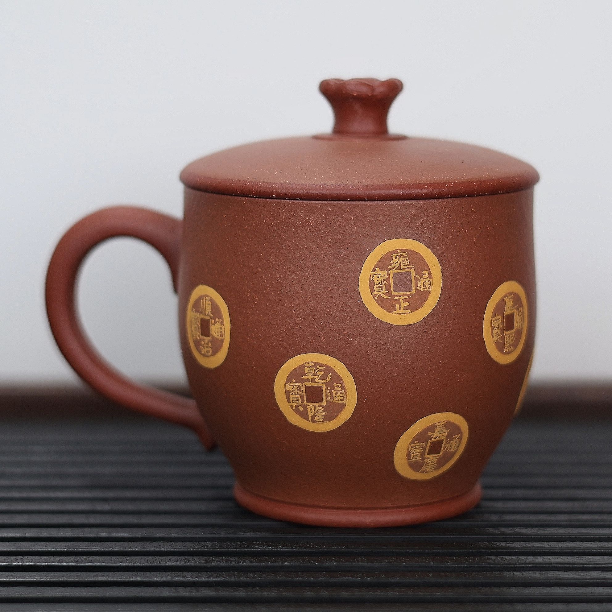 原矿粉浆紫砂杯 金钱杯 350cc