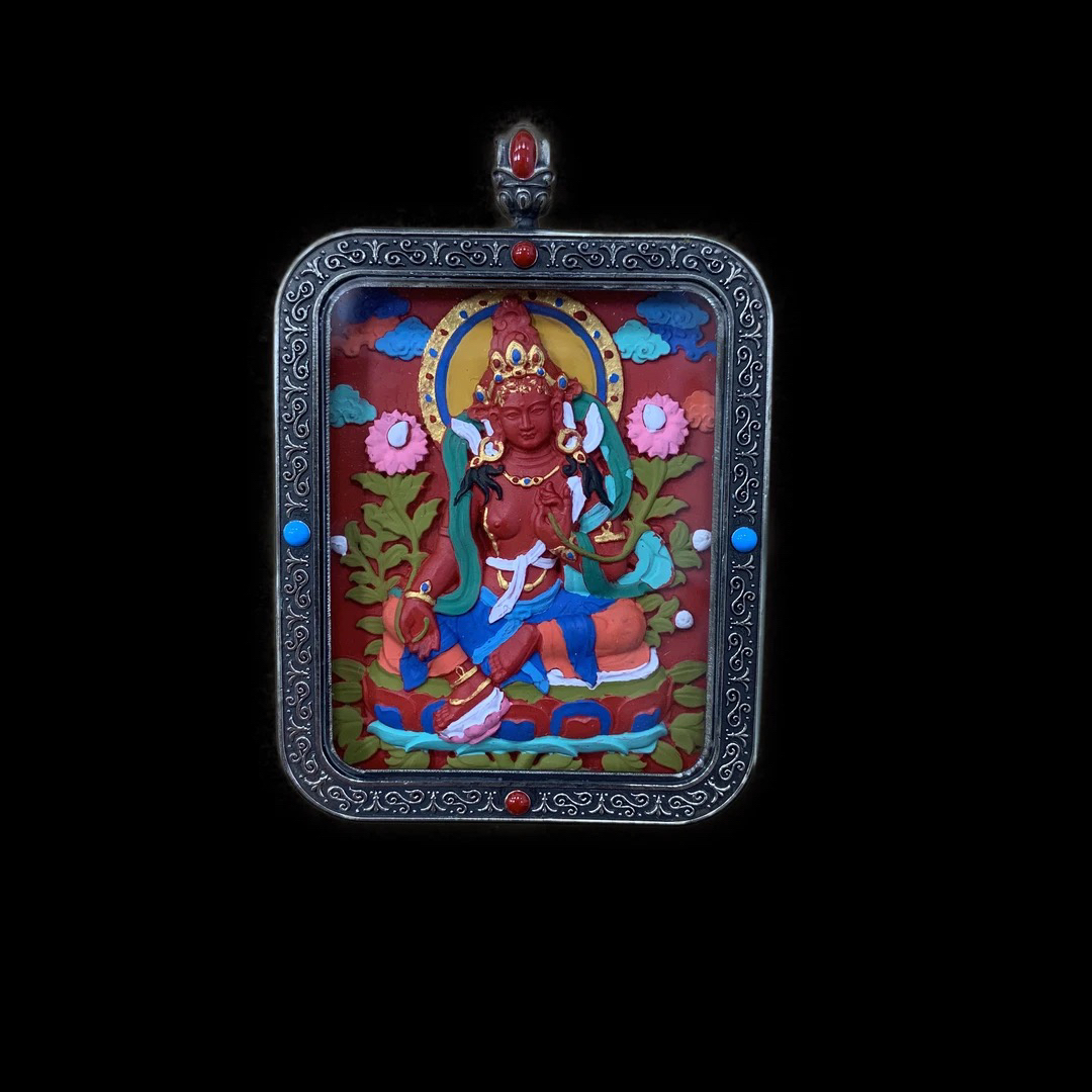 含辰砂工艺品F392朱砂吊坠度母多样性发一