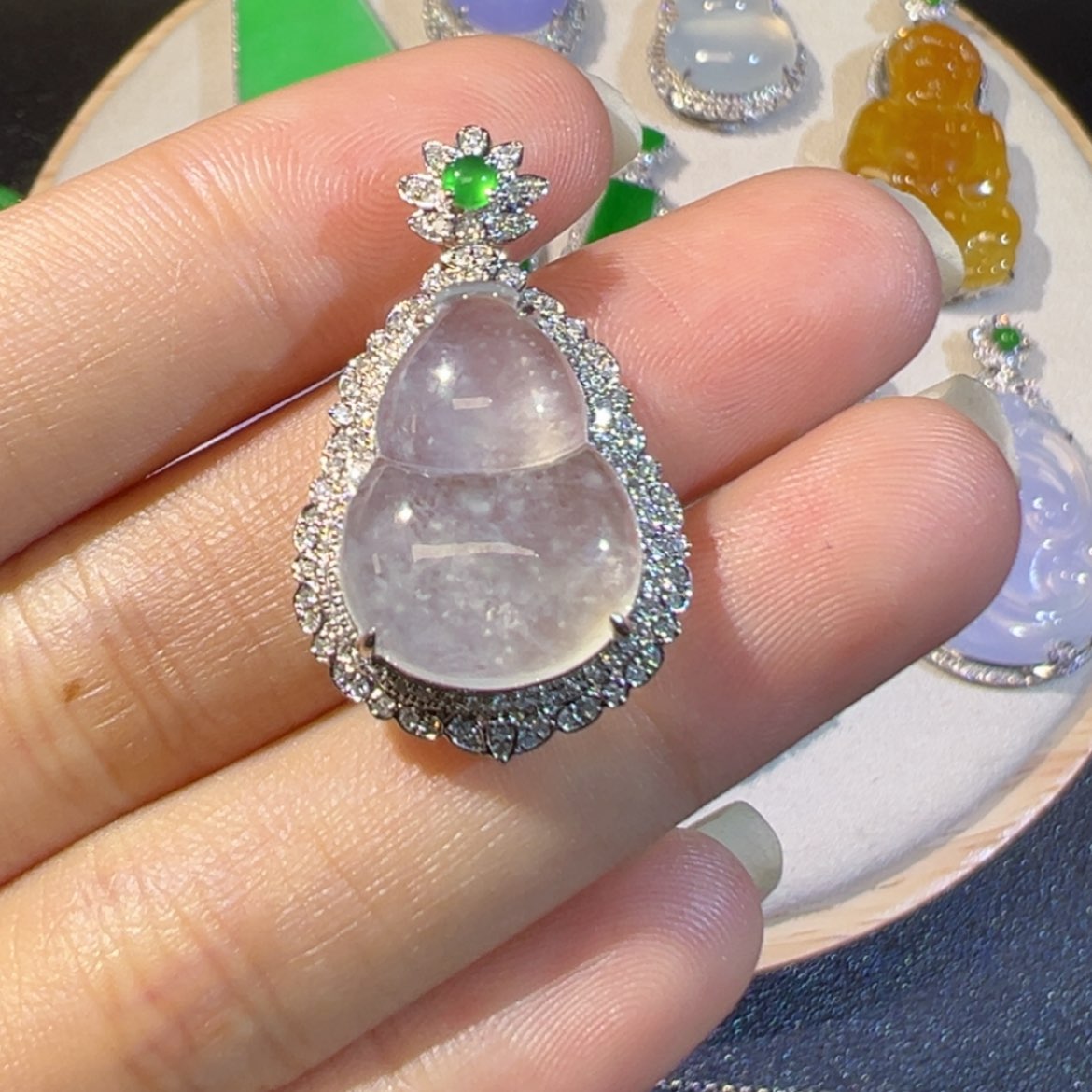 【闪购商品】翡翠18K金镶嵌颈饰天然翡翠