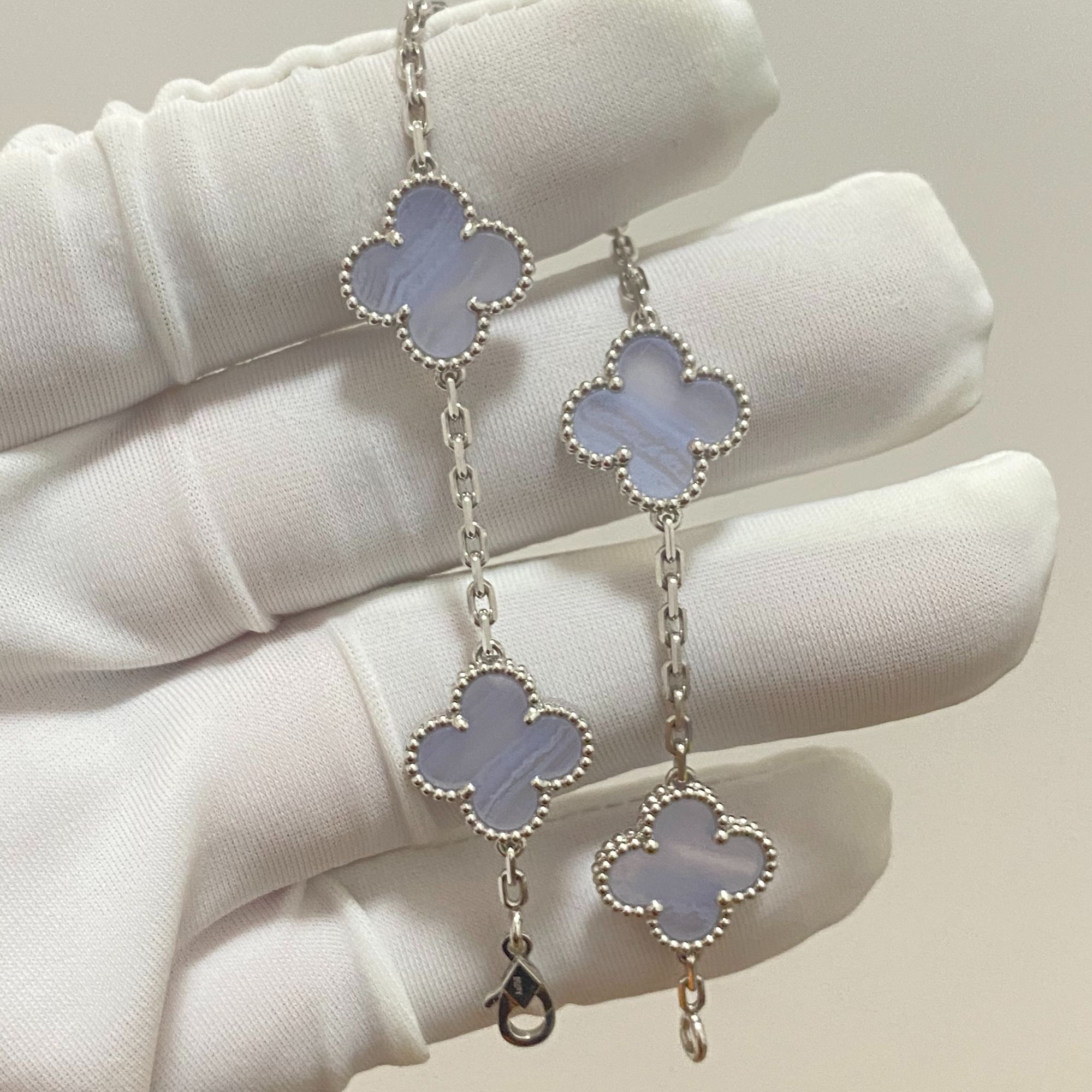 高定18K白金紫玉髓五花手链