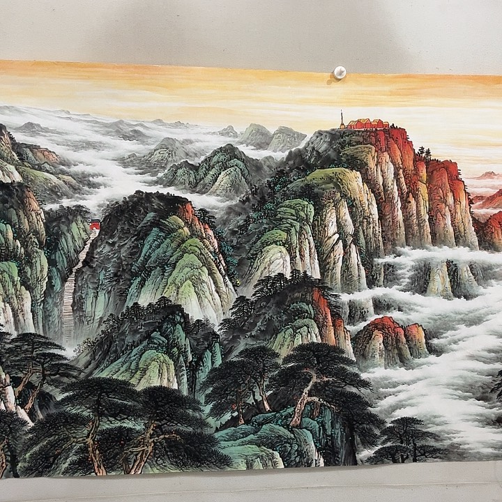 国画国画作品泰山任海鲜画
