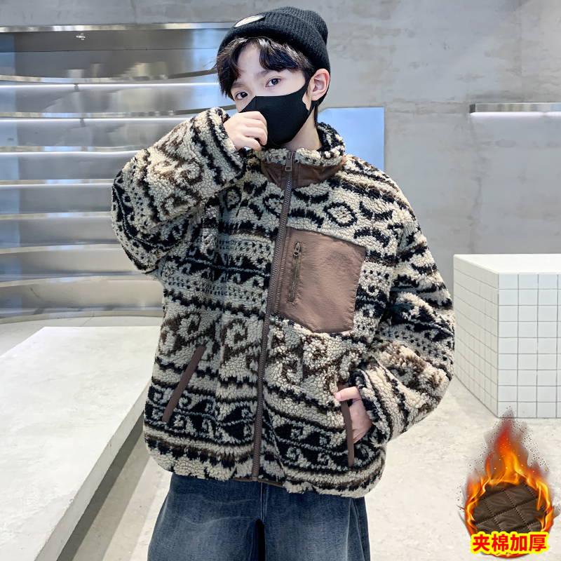 男童加棉外套秋冬宽松加厚2025中大童休闲韩版长袖儿童冬季上衣潮