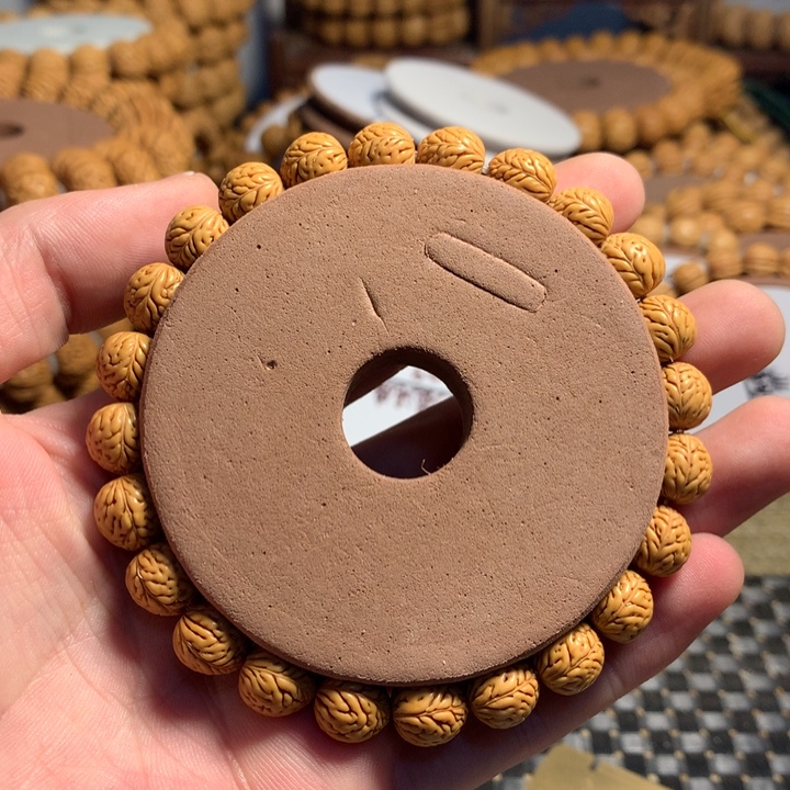 桃核手串7#微修肠纹小金豆