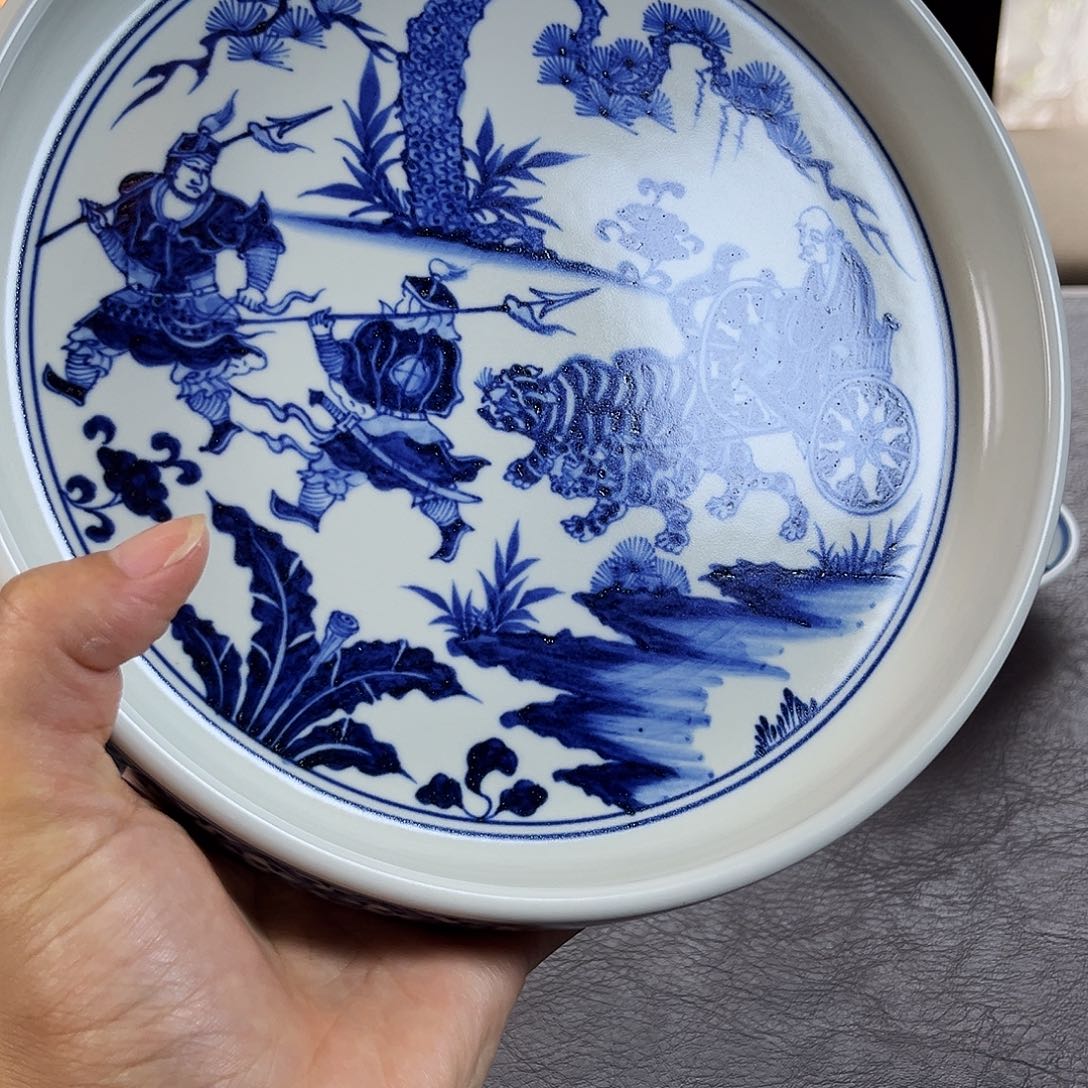 朝岚夕霞至正元青花鬼谷子壶承全手绘原矿釉烧制