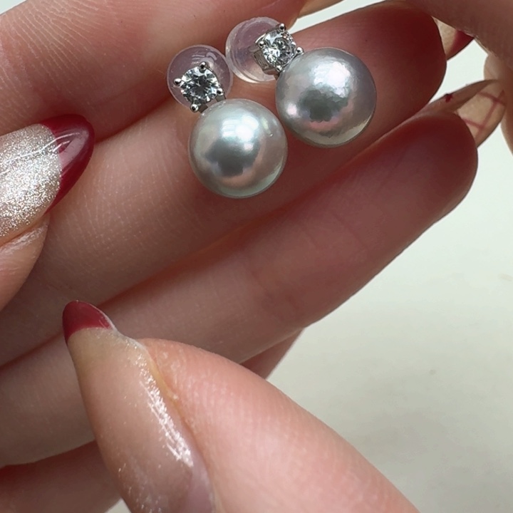 海水珍珠耳饰银S925镶嵌