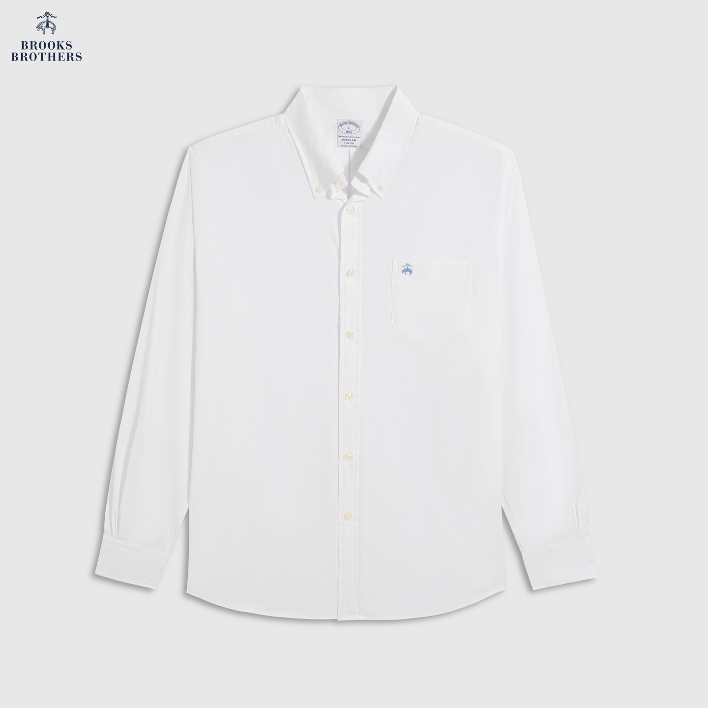 Brooks Brothers/布克兄弟男士25早秋新品纯色口袋刺绣logo衬衫