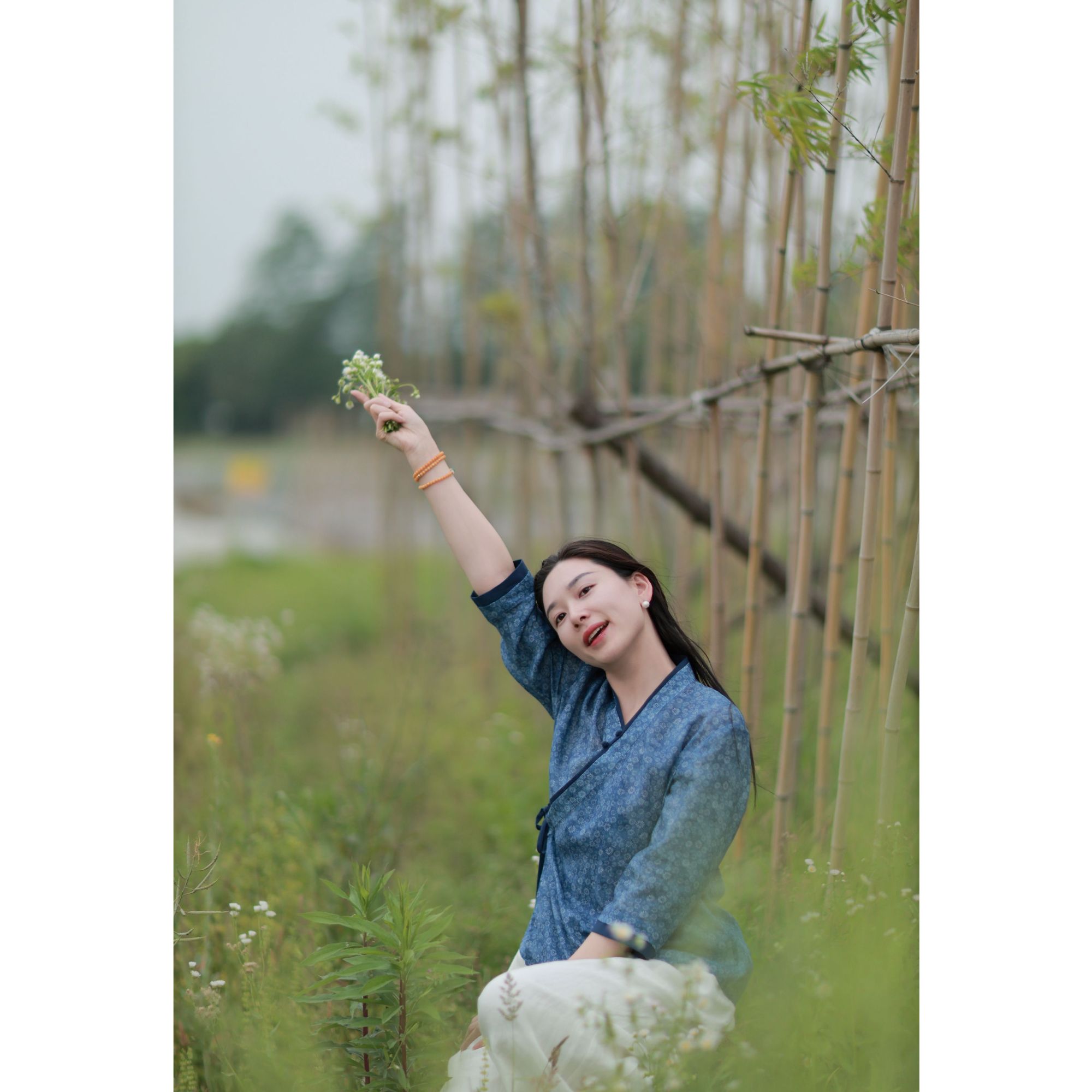 【花间】2025夏季新款新中式苎麻系带高端上衣女禅意风茶服