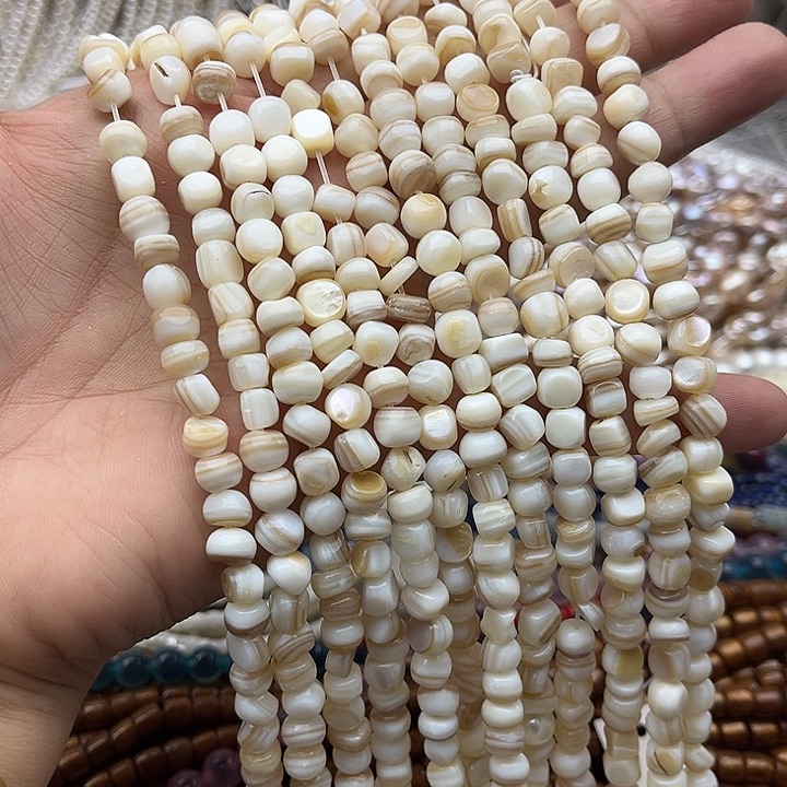 玛瑙/玉髓未镶嵌珠宝半成品2条6mm左右花贝壳不规则