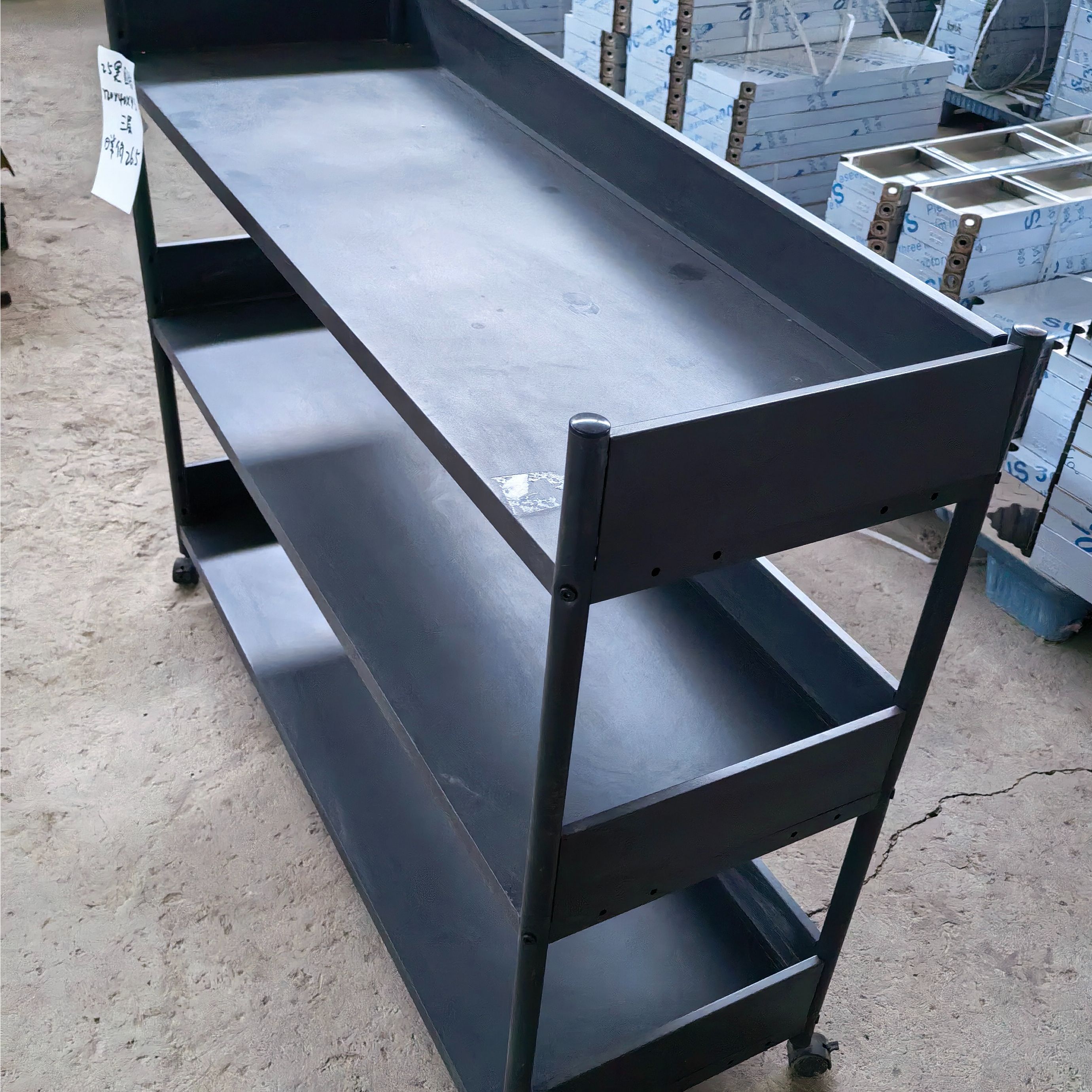 18号瑕疵120*40*93 三层黑围挡厨房置物架落地收纳架